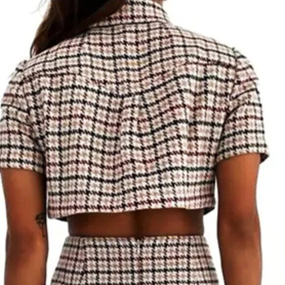 NWT REVOLVE RUMORED Coco cropped jacket top Newbury plaid S - Picture 2 of 8